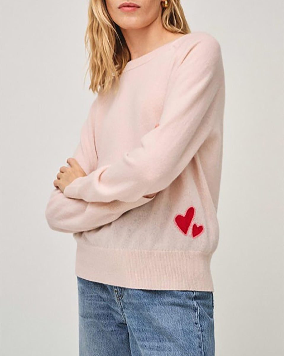 Cashmere Embroidered Heart Sweatshirt-Clothing-White + Warren-Pink Sand • White + Warren-XS-Mercantile Portland