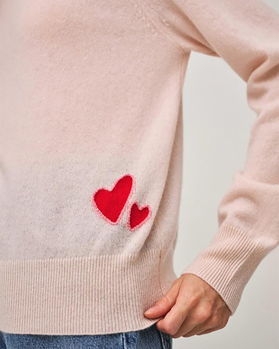 Cashmere Embroidered Heart Sweatshirt-Sweaters-White + Warren-Pink Sand • White + Warren-XS-Mercantile Portland