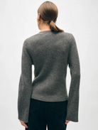 Cashmere Fluted Sleeve Cardigan-Clothing-WHITE & WARREN-Graphite Heather-XS-Mercantile Portland