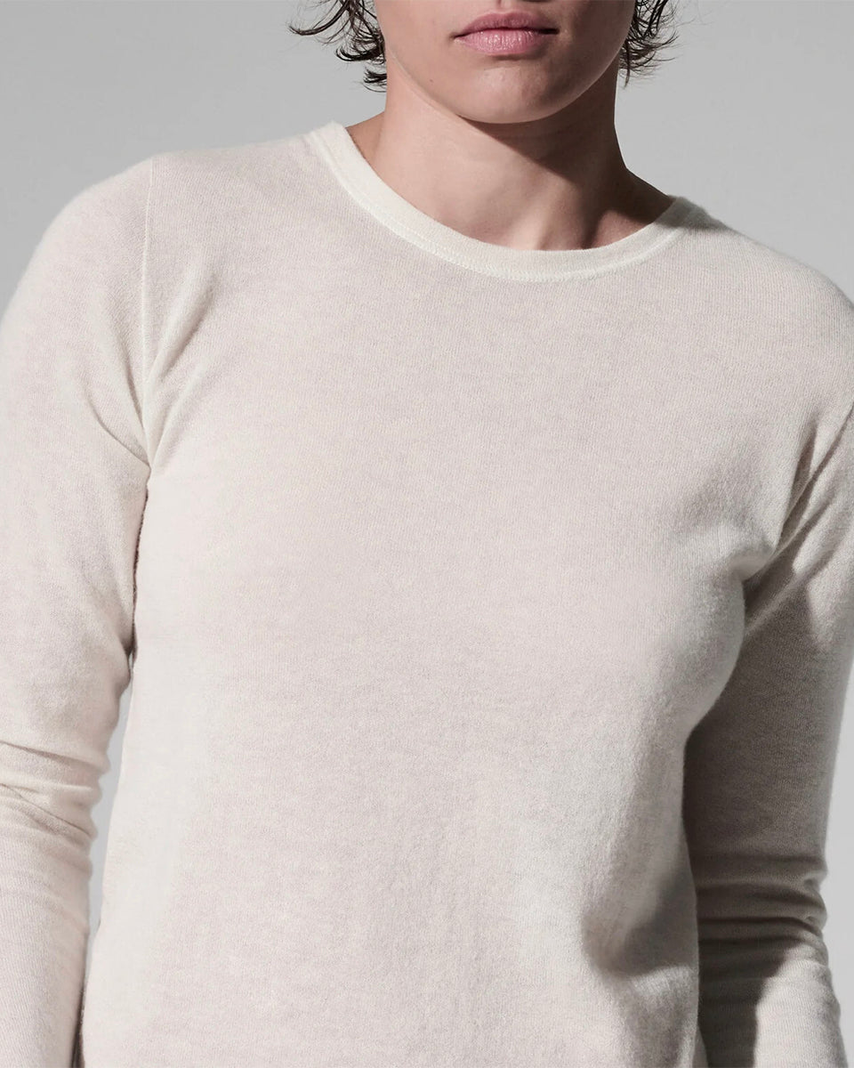 Cashmere Long Sleeve Crewneck-Clothing-Majestic Filatures-Milk-1-Mercantile Portland