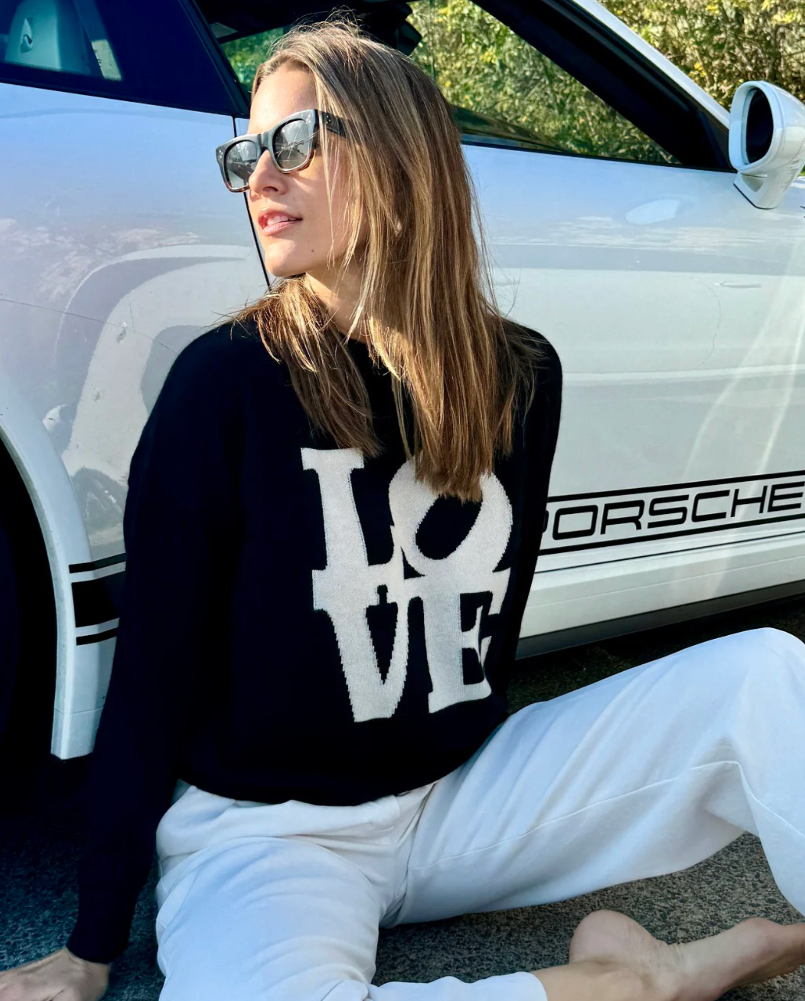 Cashmere "Love" Crewneck-Clothing-27 Miles-Black-XS-Mercantile Portland