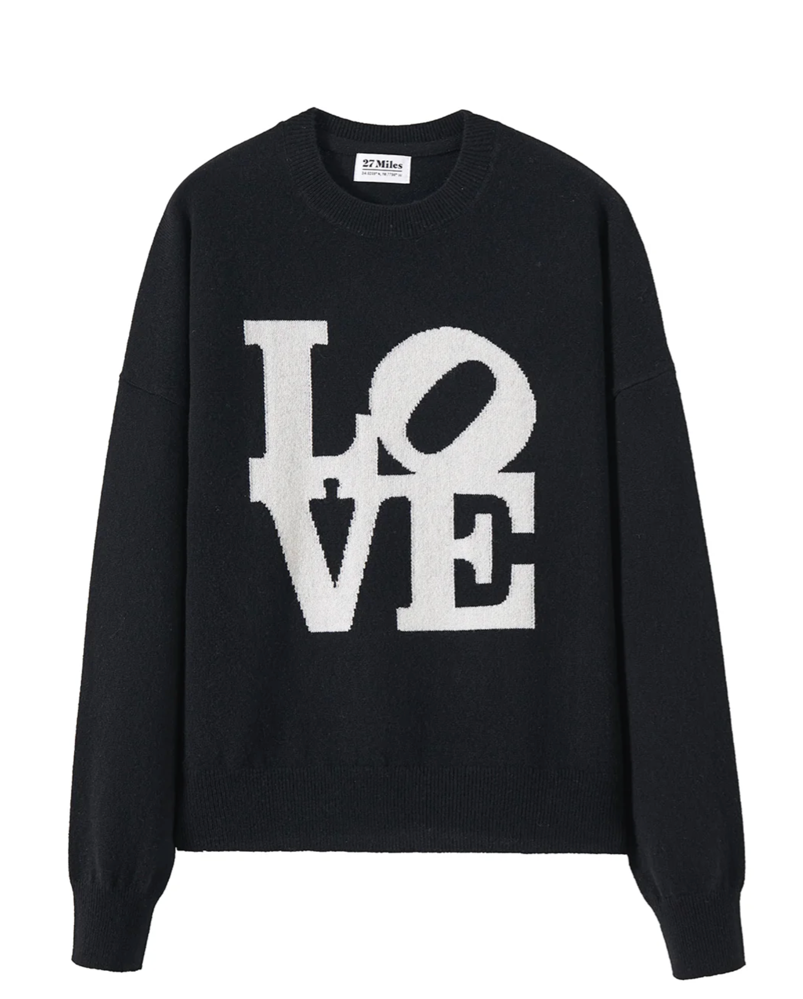 Cashmere "Love" Crewneck-Clothing-27 Miles-Black-XS-Mercantile Portland