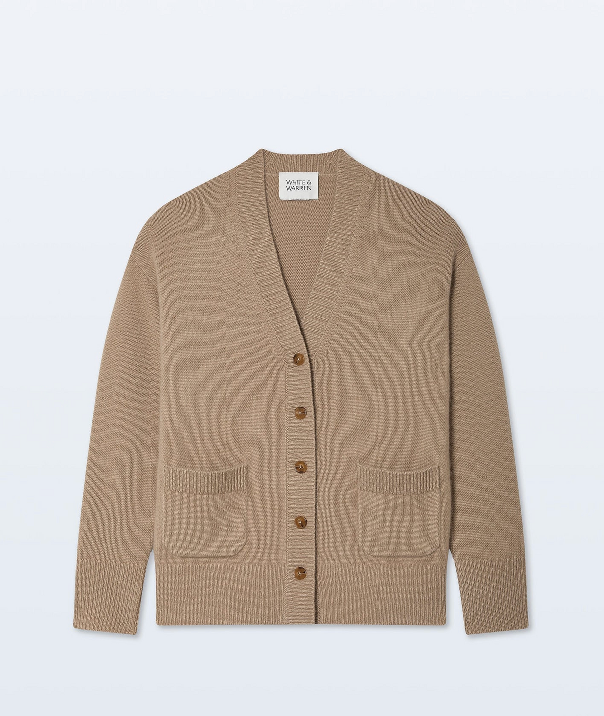 Cashmere Luxe Pocket Cardigan in Khaki-Sweaters-White & Warren-Khaki-XS-Mercantile Portland