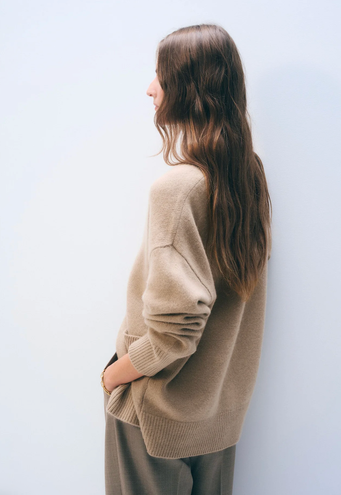 Cashmere Luxe Pocket Cardigan in Khaki-Sweaters-White & Warren-Khaki-XS-Mercantile Portland