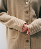 Cashmere Luxe Pocket Cardigan in Khaki-Sweaters-White & Warren-Khaki-XS-Mercantile Portland