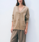 Cashmere Luxe Pocket Cardigan in Khaki-Sweaters-White & Warren-Khaki-XS-Mercantile Portland