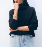 Cashmere Luxe Waffle Standneck-Sweaters-White & Warren-Chartreuse yellow-XS-Mercantile Portland