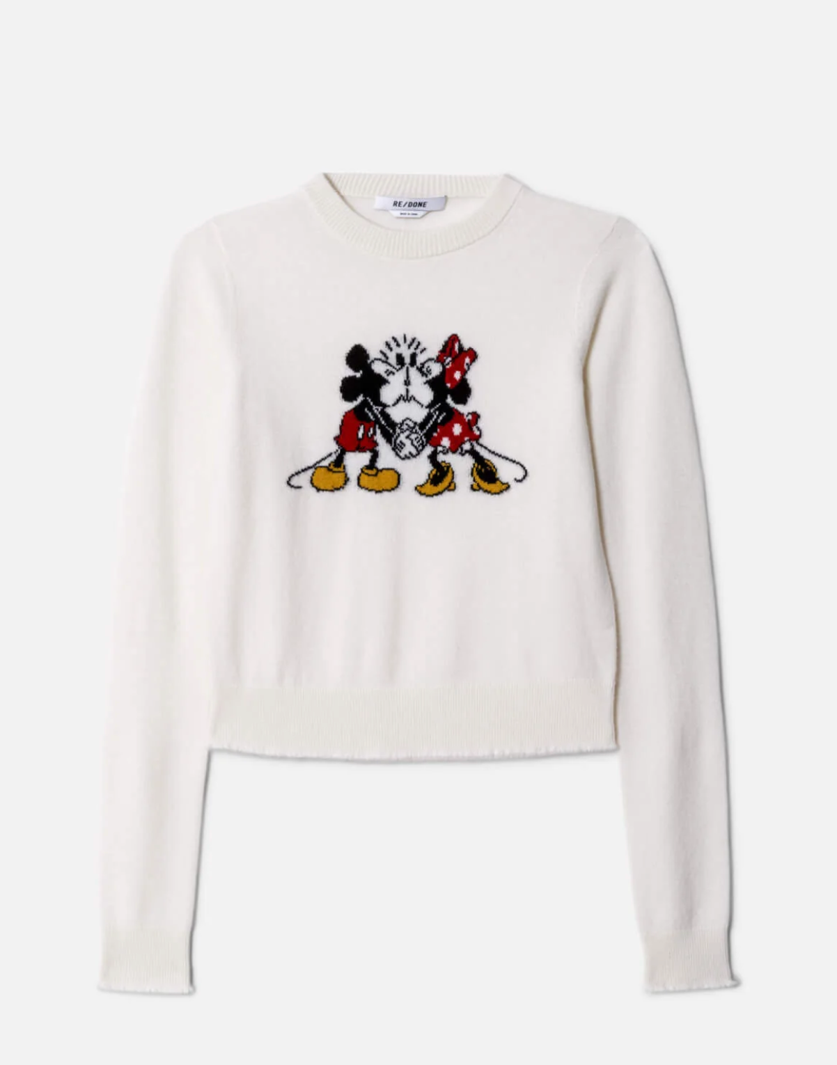 Cashmere Mickey Mouse Crewneck-Sweaters-Re/Done-Ivory-XS-Mercantile Portland