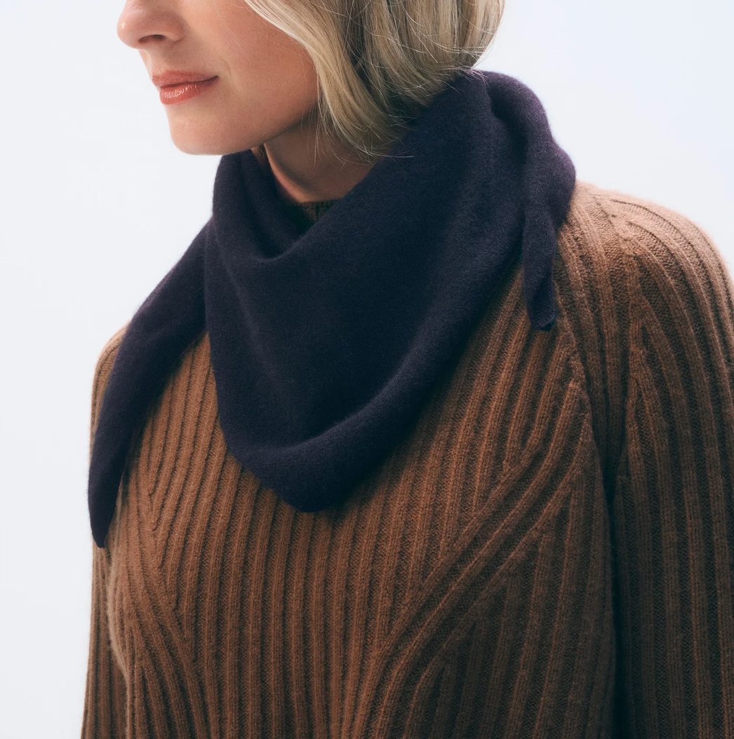 Cashmere Neckerchief in Deep Navy-Scarves and Wraps-White & Warren-Deep Navy-Mercantile Portland