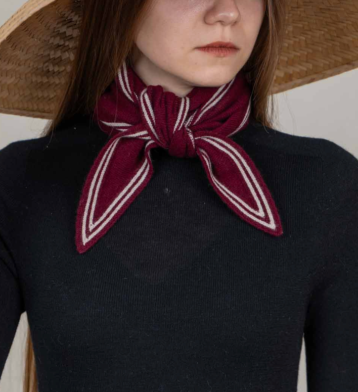 Cashmere Neckerchief in Wine-Scarves and Wraps-OATS & RICE-Wine-OS-Mercantile Portland