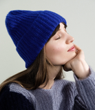 Cashmere Ribbed Beanie in Cobalt-Hats-HANSEL FR BASEL-Cobalt-OS-Mercantile Portland