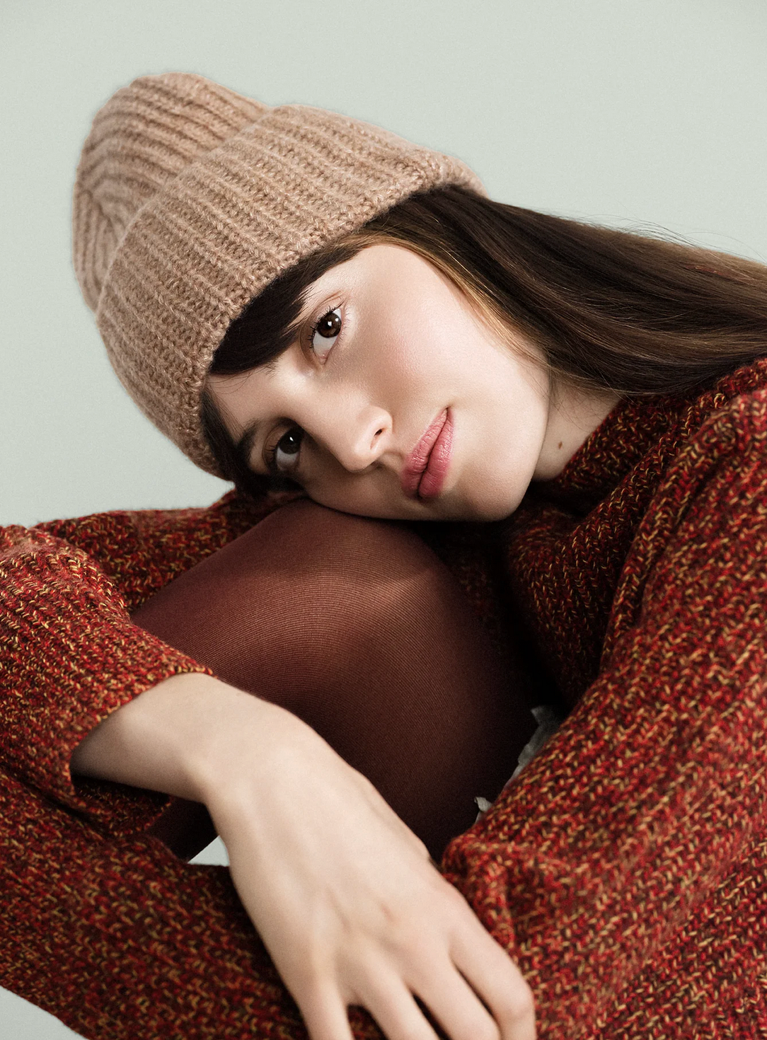 Cashmere Ribbed Beanie in Fawn-Hats-HANSEL FR BASEL-Fawn-OS-Mercantile Portland