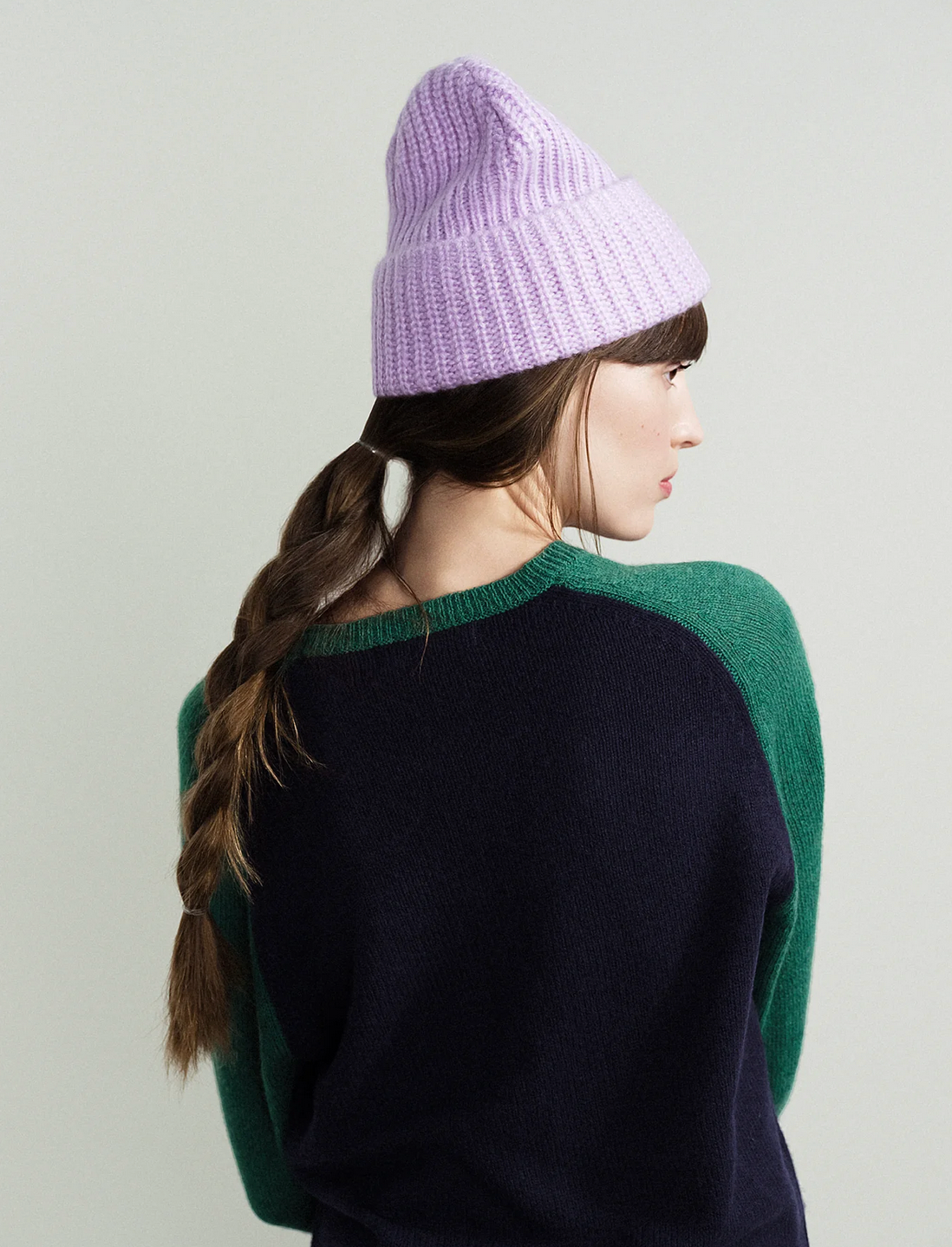 Cashmere Ribbed Beanie in Lilac-Hats-HANSEL FR BASEL-Lilac-OS-Mercantile Portland