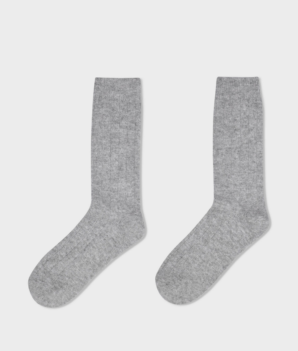 Cashmere Ribbed Sock-Accessories-White & Warren-Grey Heather-OS-Mercantile Portland