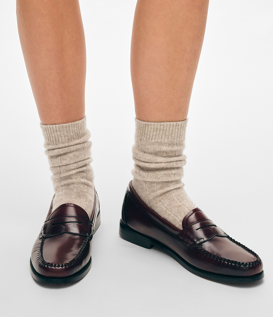 Cashmere Ribbed Sock-Accessories-White & Warren-Grey Heather-OS-Mercantile Portland