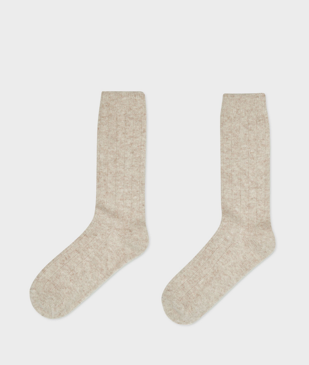 Cashmere Ribbed Sock-Socks-White & Warren-Grey Heather-OS-Mercantile Portland