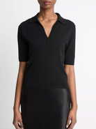 Cashmere-Silk Short-Sleeve Polo-Staging-Vince-Black-XXS-Mercantile Portland