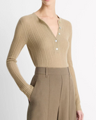 Cashmere-Silk Waffle-Knit Henley-Clothing-Vince-Mojave-XXS-Mercantile Portland