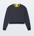 Cashmere Striped Crew in Navy/Citronelle-Sweaters-White & Warren-Navy-XS-Mercantile Portland