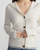 Cashmere Tipped Sailor Cardigan-Sweaters-Lafayette 148-Cloud Multi-XS-Mercantile Portland