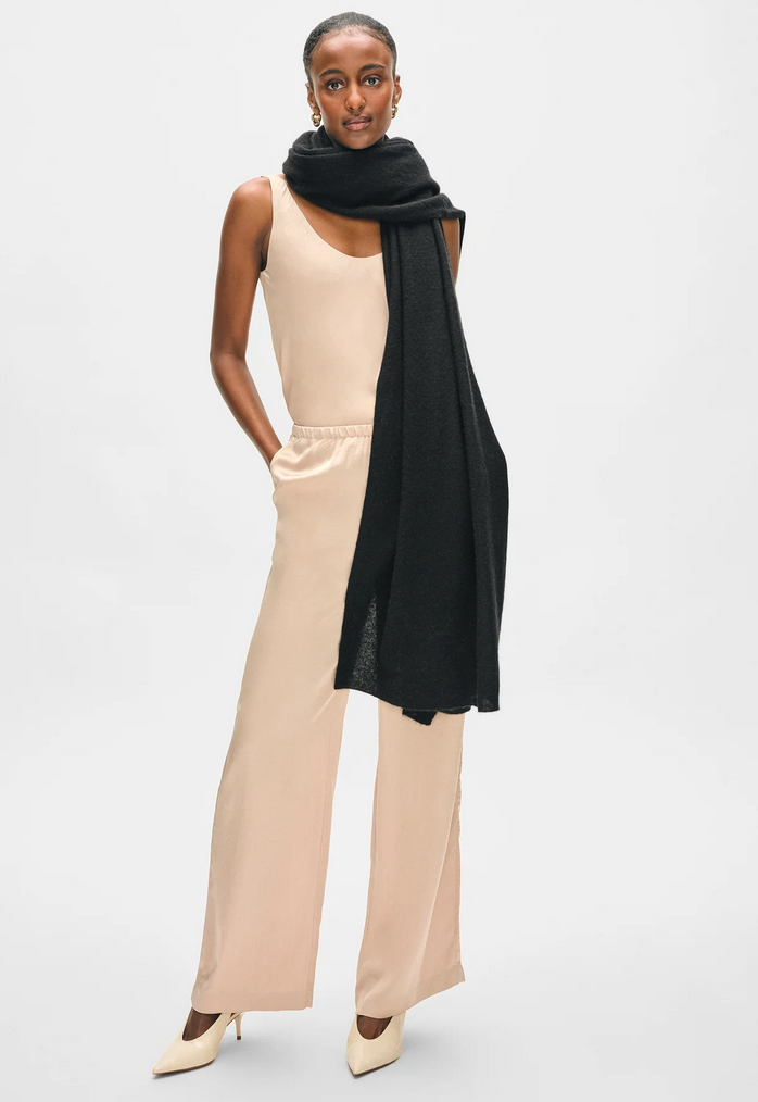 Cashmere Travel Wrap in Black-Scarves and Wraps-White & Warren-Black-Mercantile Portland