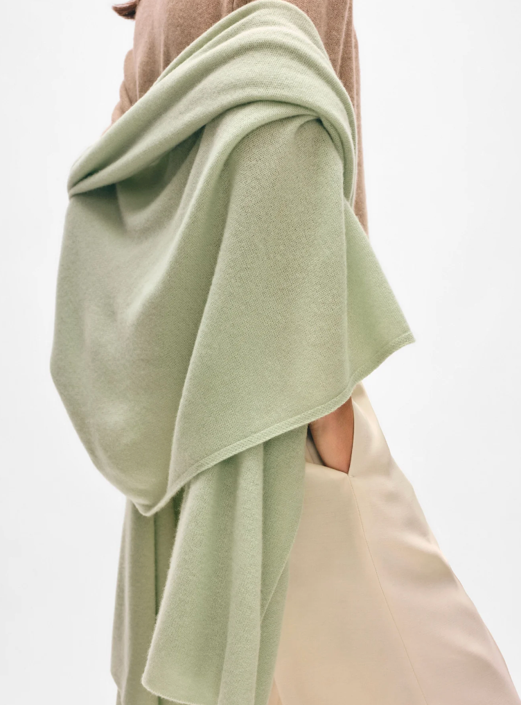 Cashmere Travel Wrap in Khaki Green-Scarves and Wraps-White & Warren-Khaki Green-Mercantile Portland