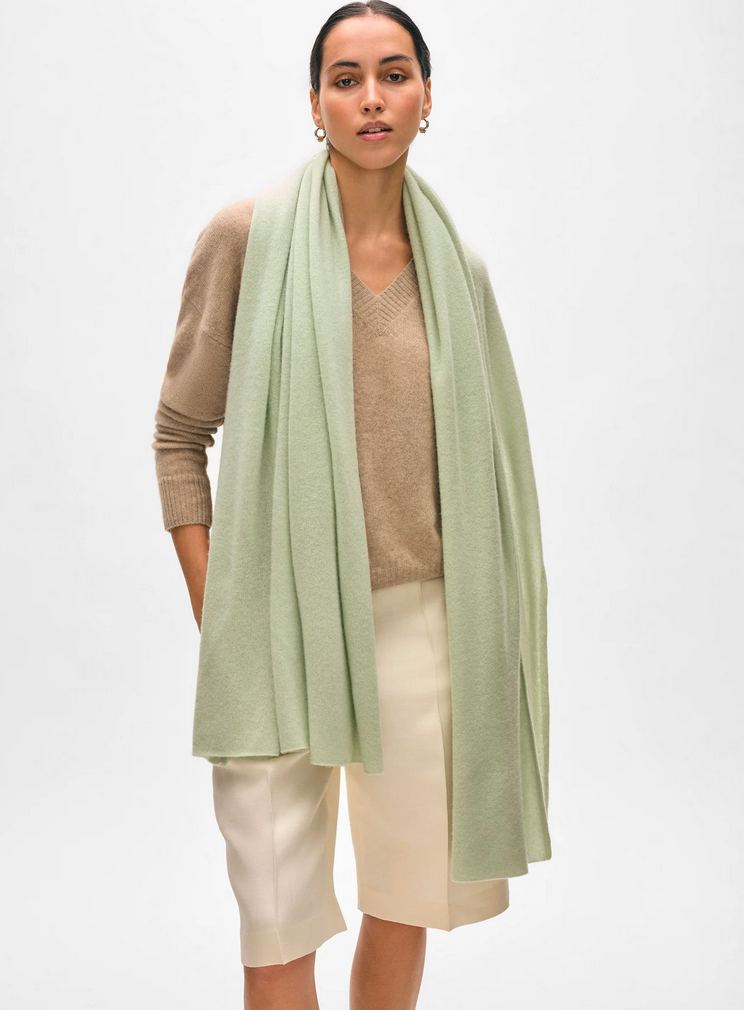 Cashmere Travel Wrap in Khaki Green-Scarves and Wraps-White & Warren-Khaki Green-Mercantile Portland