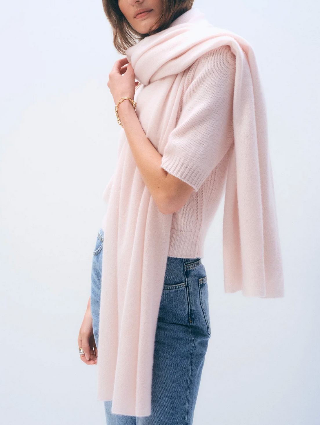 Cashmere Travel Wrap in Pink Sand-Scarves and Wraps-White & Warren-Pink Sand-Mercantile Portland