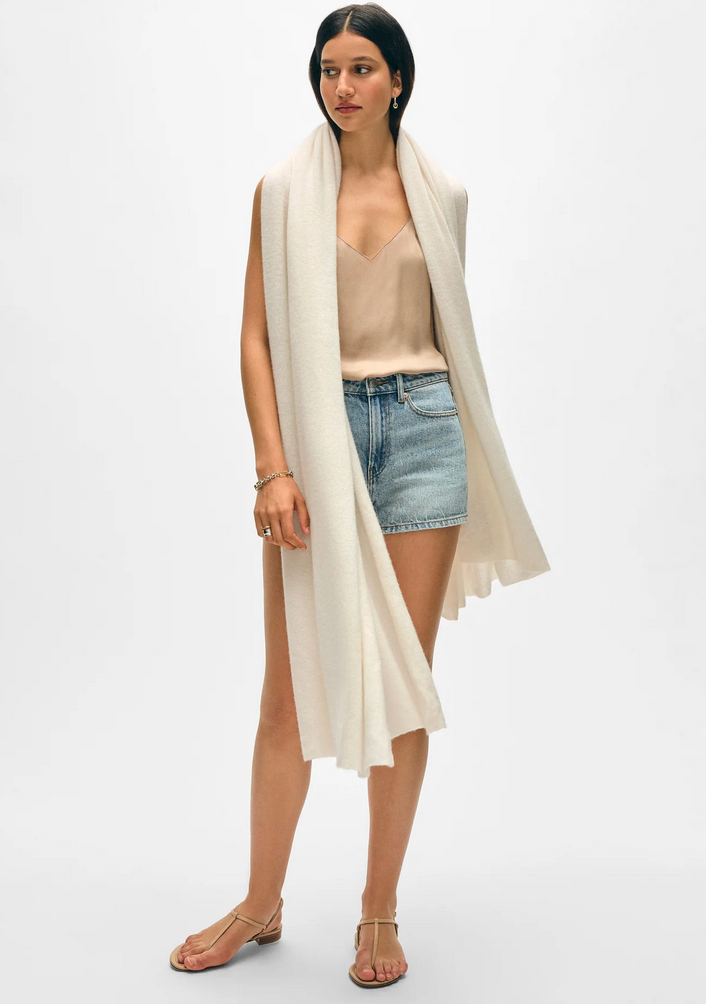 Cashmere Travel Wrap in Soft White-Scarves and Wraps-White & Warren-Soft White-Mercantile Portland
