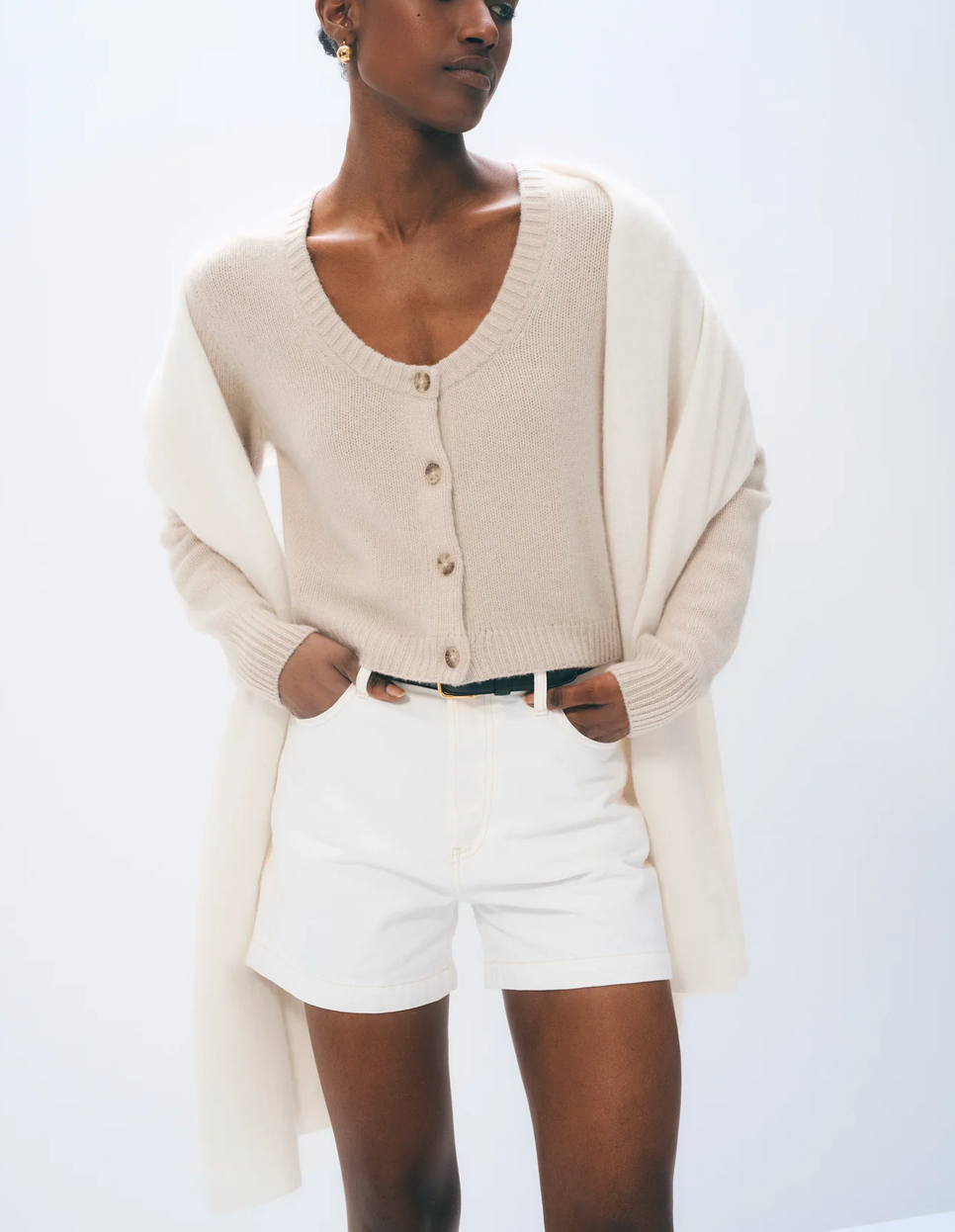 Cashmere Travel Wrap in Soft White-Scarves and Wraps-White & Warren-Soft White-Mercantile Portland