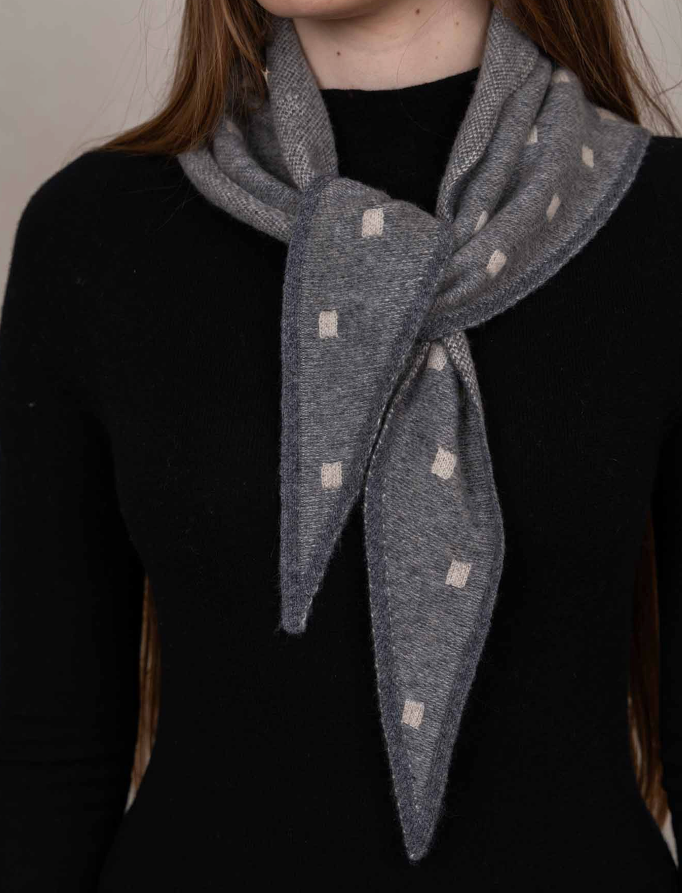 Cashmere Triangle Dot Neckerchief-Scarves and Wraps-OATS & RICE-Grey-OS-Mercantile Portland