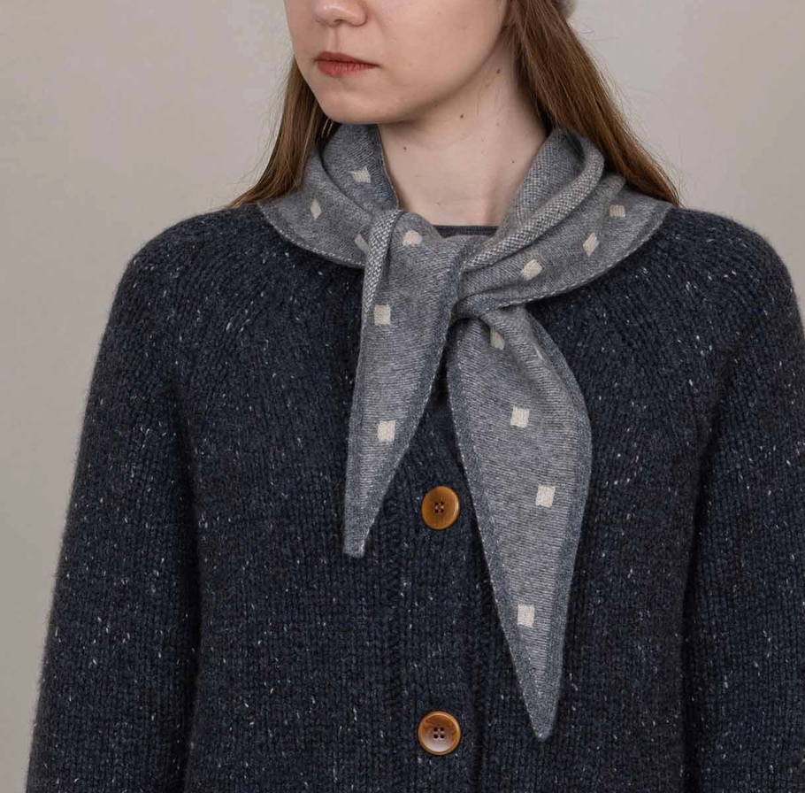 Cashmere Triangle Dot Neckerchief-Scarves and Wraps-OATS & RICE-Grey-OS-Mercantile Portland