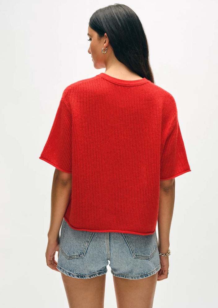Cashmere Waffle Mesh Tee-Clothing-White & Warren-French Red-XS-Mercantile Portland