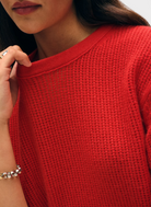 Cashmere Waffle Mesh Tee-Clothing-White & Warren-French Red-XS-Mercantile Portland