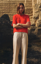 Cashmere Waffle Mesh Tee-Clothing-White & Warren-French Red-XS-Mercantile Portland