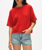 Cashmere Waffle Mesh Tee-Clothing-White & Warren-French Red-XS-Mercantile Portland