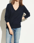 Cashmere Weekend V-Neck-Denim-Vince-Coastal Blue-XXS-Mercantile Portland