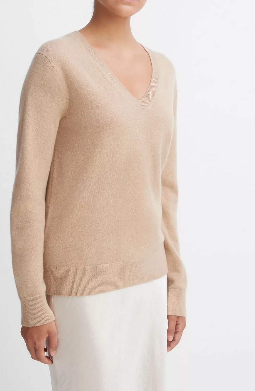 Cashmere Weekend V-Neck Sweater-Clothing-Vince-Heather White-XS-Mercantile Portland