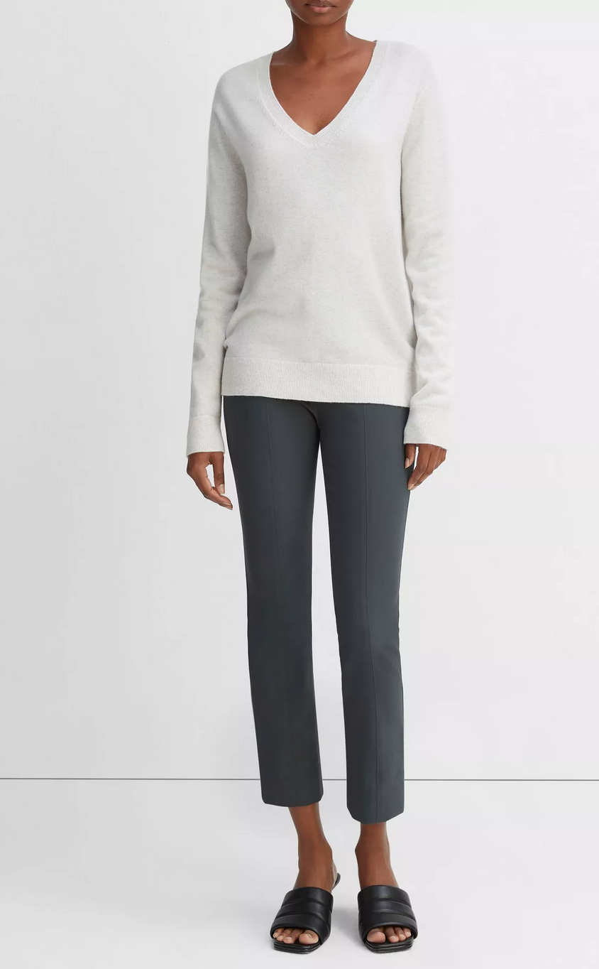 Cashmere Weekend V-Neck Sweater-Clothing-Vince-Heather White-XS-Mercantile Portland