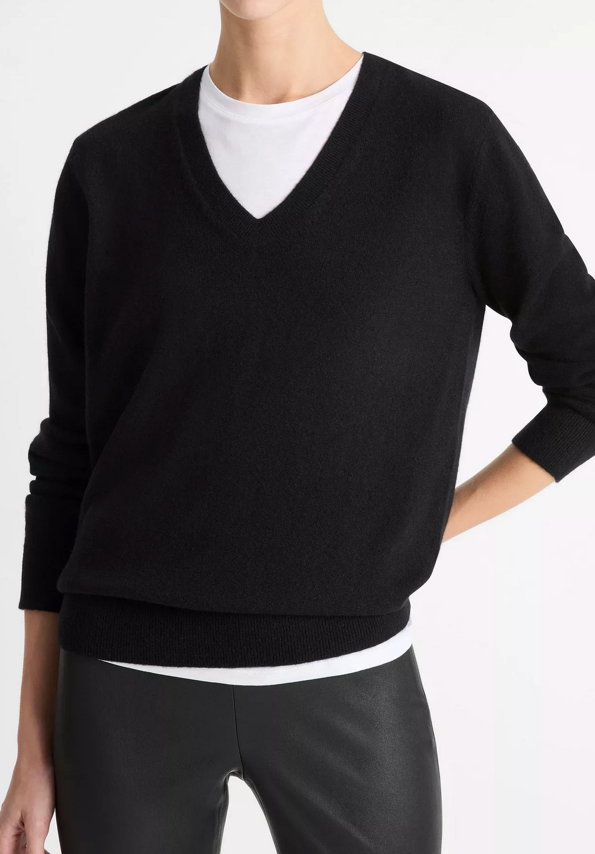 Cashmere Weekend V-Neck Sweater-Clothing-Vince-Black-XS-Mercantile Portland