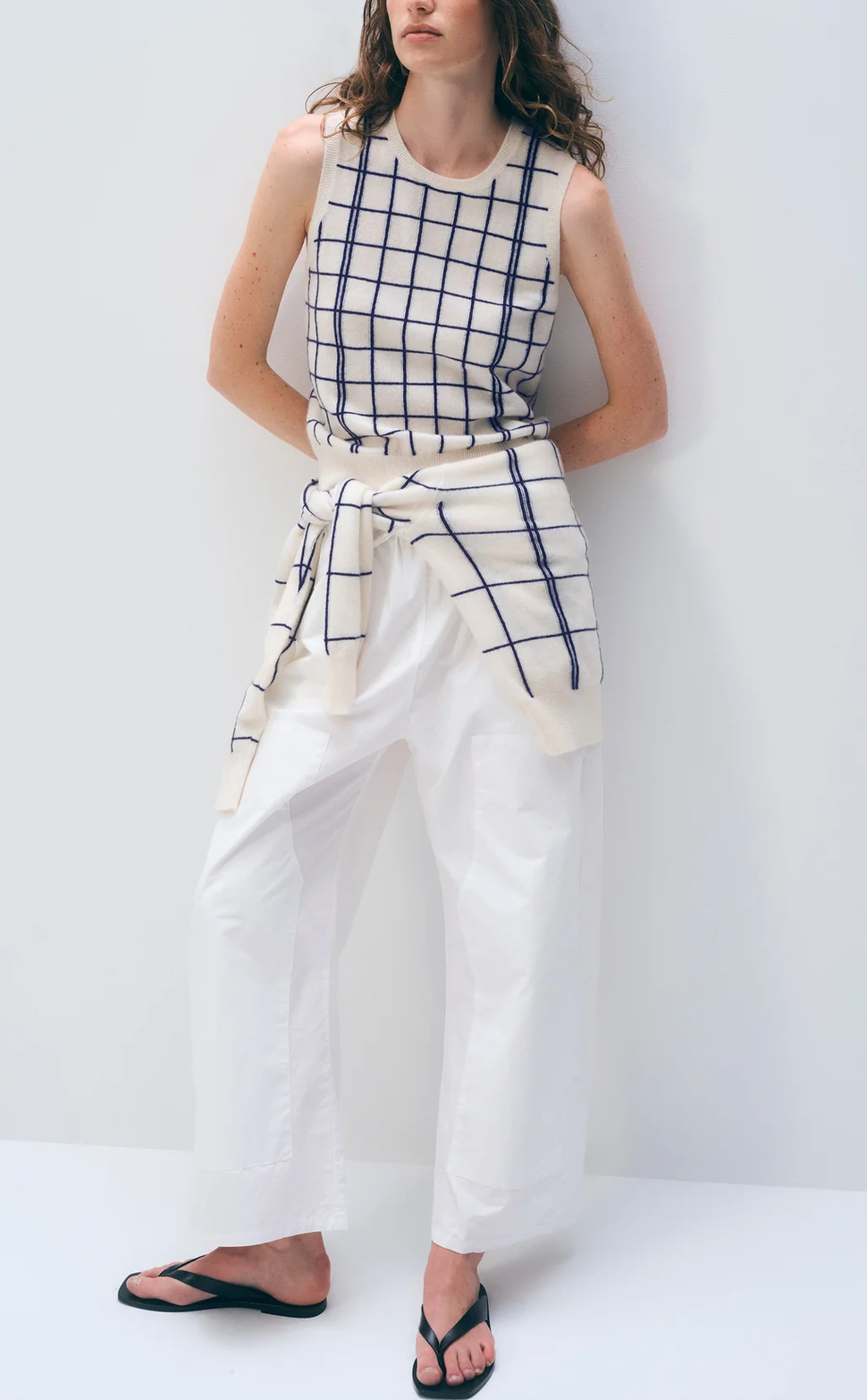Cashmere Windowpane Vest-Sweaters-White & Warren-Soft White-XS-Mercantile Portland