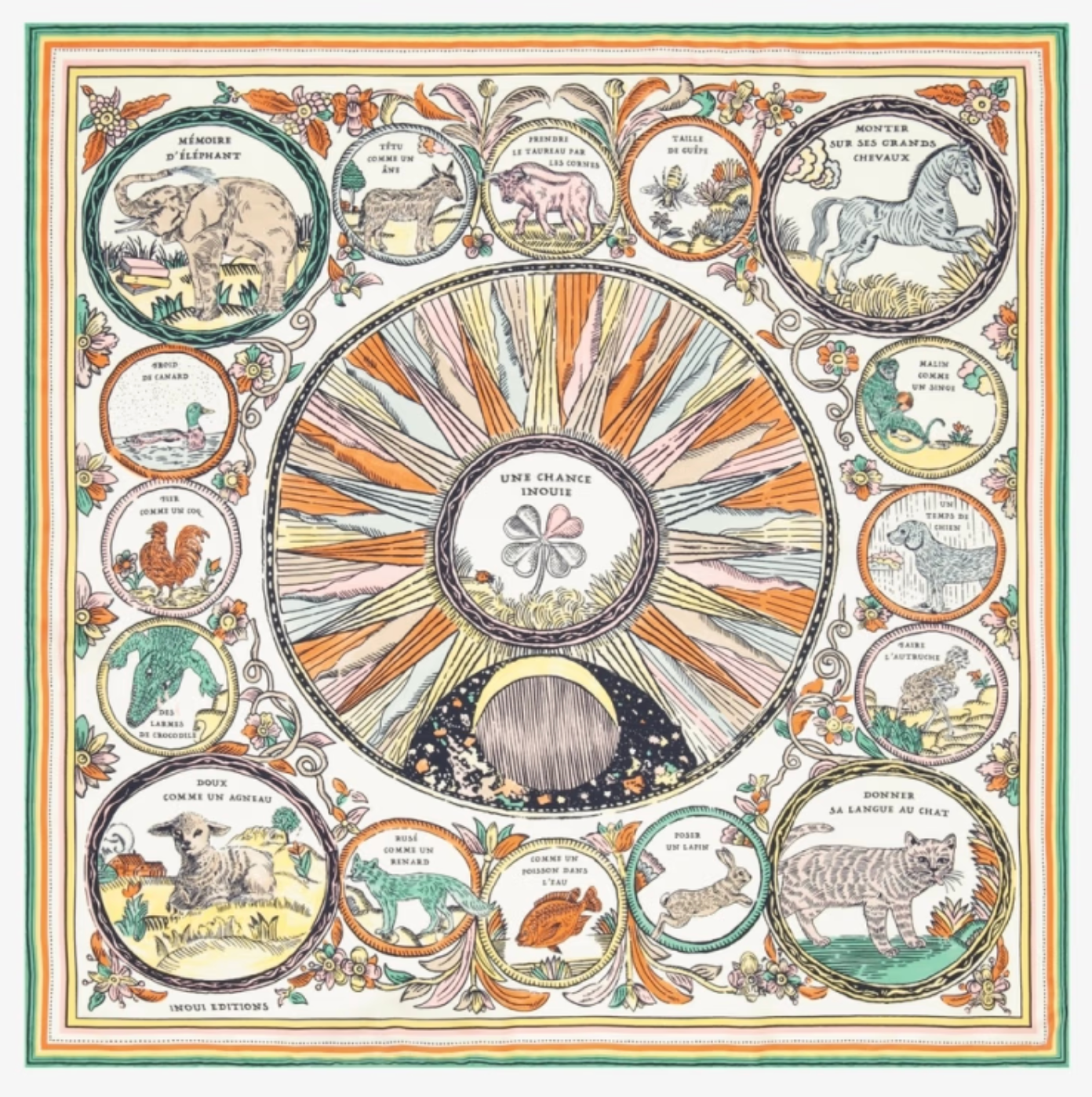 Chance 70 X 70 cm Scarf-Scarves and Wraps-Inoui Editions-Multi-OS-Mercantile Portland