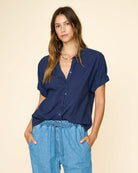 Channing Shirt in Navy-Shirts-Xirena-Navy-XS-Mercantile Portland