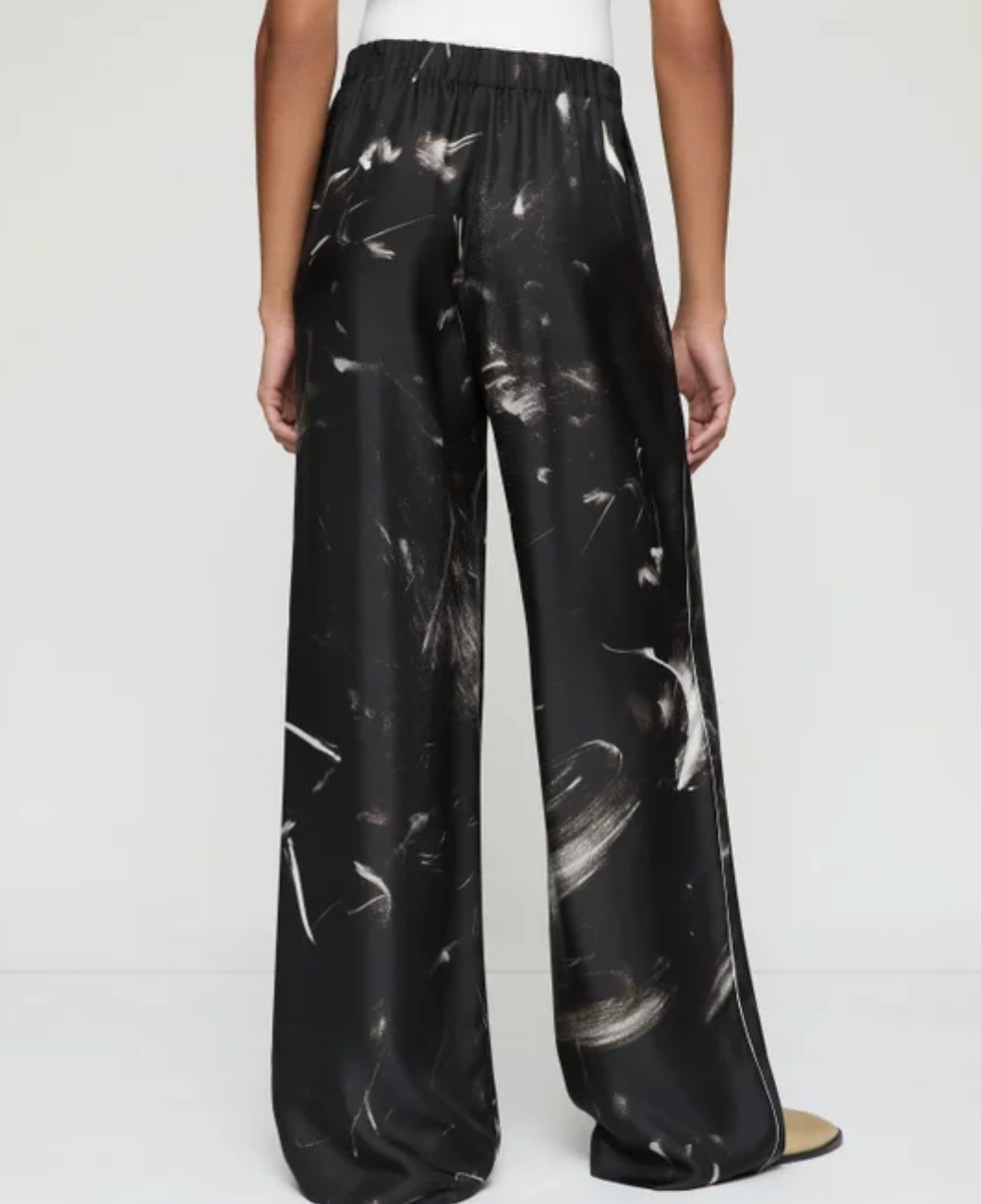 Charcoal Print Silk Riverside Pant-Clothing-Lafayette 148-Black Multi-XS-Mercantile Portland