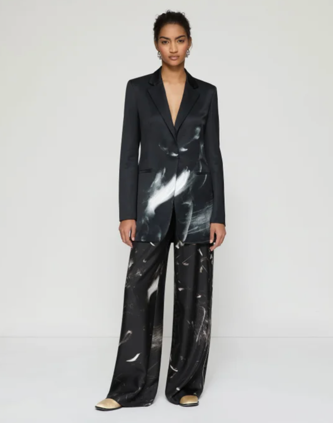 Charcoal Print Silk Riverside Pant-Clothing-Lafayette 148-Black Multi-XS-Mercantile Portland
