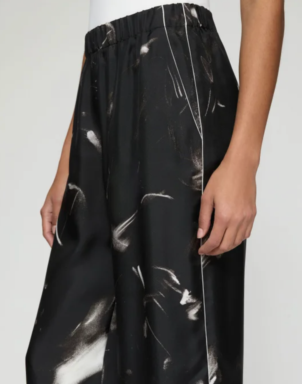 Charcoal Print Silk Riverside Pant-Clothing-Lafayette 148-Black Multi-XS-Mercantile Portland