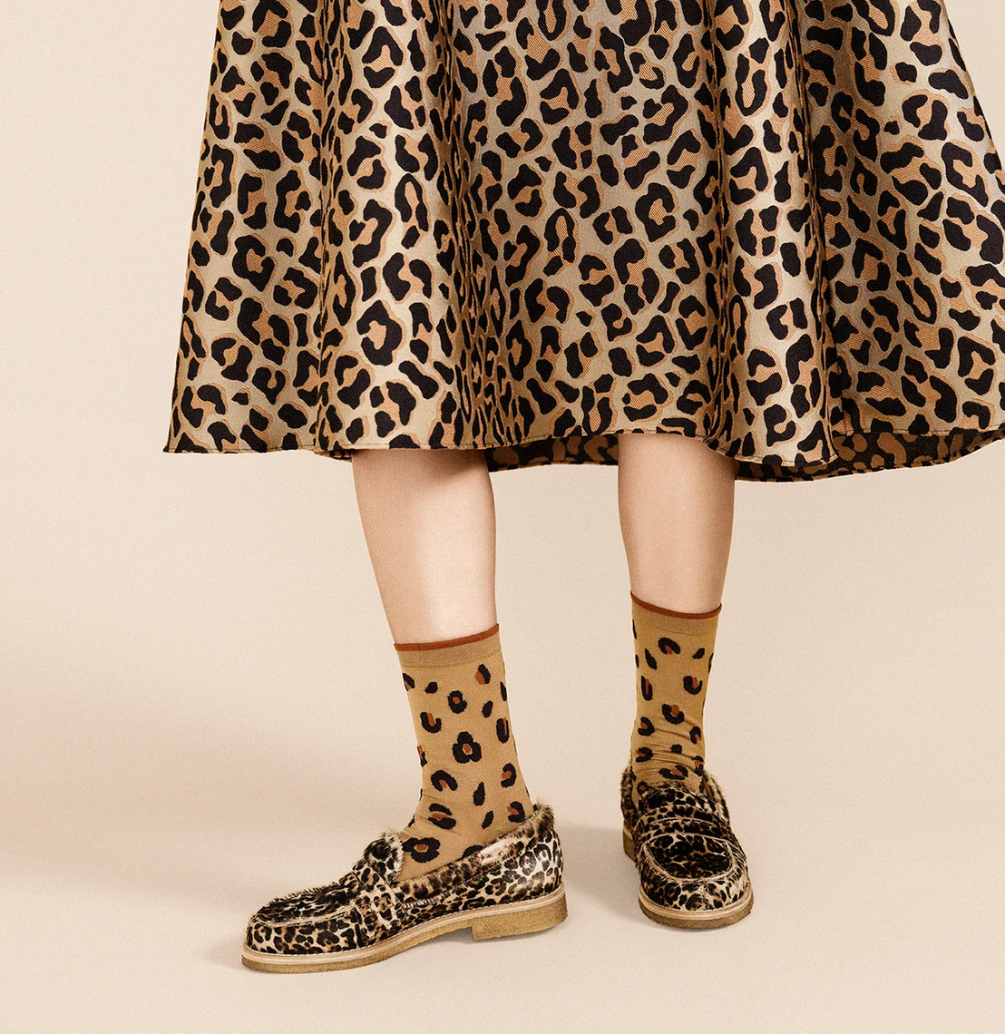 Cheetah Crew-Socks-HANSEL FR BASEL-Ochre-OS-Mercantile Portland