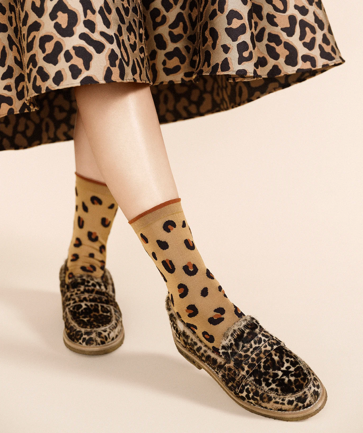 Cheetah Crew-Socks-HANSEL FR BASEL-Ochre-OS-Mercantile Portland
