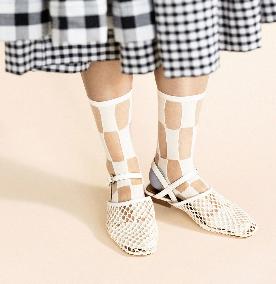 Chucks Sheer Crew Sock in White-Accessories-Hansel from Basel-White-OS-Mercantile Portland