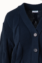 Chunky Cable Knit Cardigan-Clothing-Akris Punto-Navy-2-Mercantile Portland